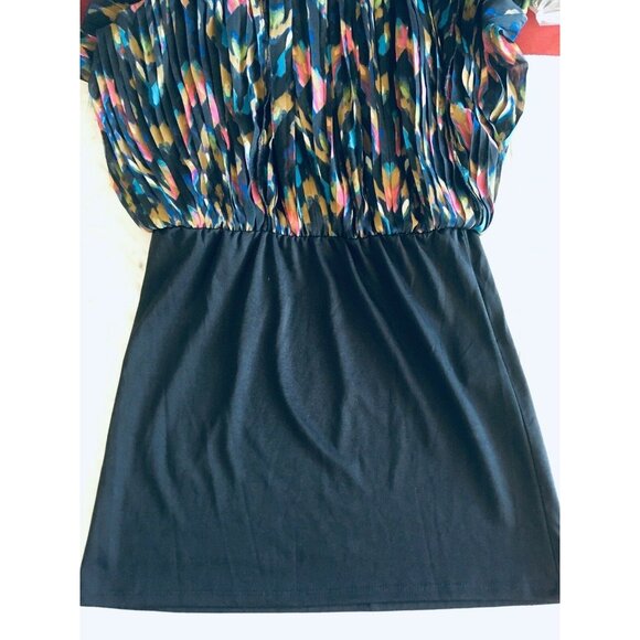 Jessica Simpson Women Dress Black Pleated Skirt Mini Lined Chiffon Size S - Picture 4 of 8